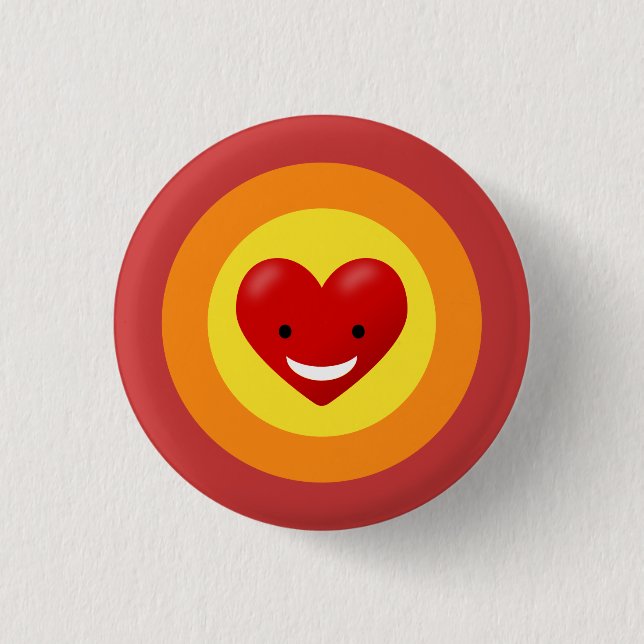 Chapa Redonda De 2,5 Cm Corazón de amor feliz (Anverso)