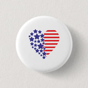 Chapa Redonda De 2,5 Cm Corazón de bandera americana patriótica