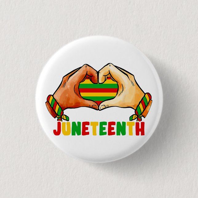 Chapa Redonda De 2,5 Cm Corazón de Juneteenth  (Anverso)