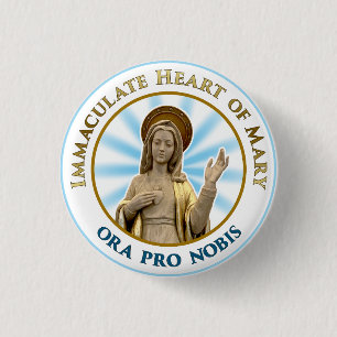 Chapa Redonda De 2,5 Cm Corazón inmaculado de Mary Ora Pro Nobis