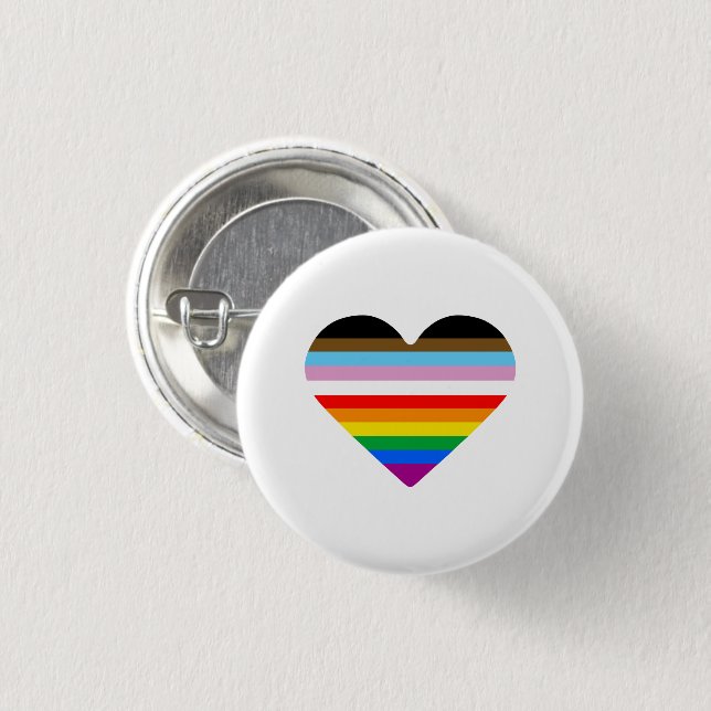 Chapa Redonda De 2,5 Cm Corazón LGBTQ POC (Anverso y reverso)