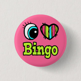 Chapa Redonda De 2,5 Cm Corazón Ojo Brillante Me Encanta Bingo