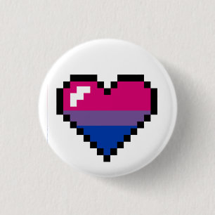 Chapa Redonda De 2,5 Cm Corazón retro de 8 bits bisexual del orgullo