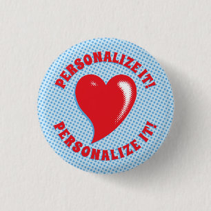 Chapa Redonda De 2,5 Cm Corazón Rojo Pop Art