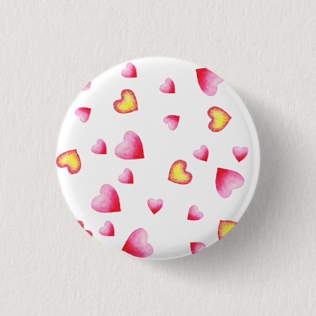 Chapa Redonda De 2,5 Cm Corazón rojo romántico (Anverso)