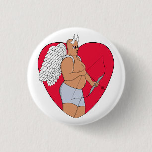 Chapa Redonda De 2,5 Cm Corazón romántico con un cupido inusual