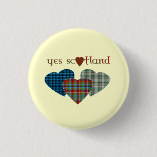 Chapa Redonda De 2,5 Cm Corazón sí Escocia Pinback del amor del tartán
