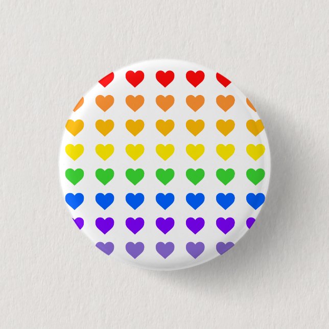 Chapa Redonda De 2,5 Cm Corazones arcoiris (Anverso)