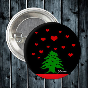 Chapa Redonda De 2,5 Cm Corazones del Líbano y la moda de la bandera liban
