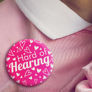 Chapa Redonda De 2,5 Cm Corazones femeninos rosa caliente blanco con disca