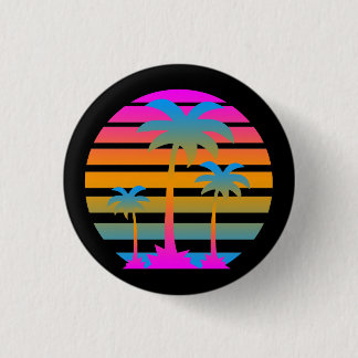 CHAPA REDONDA DE 2,5 CM COREY TIGER RETRO SUNSET PALM ÁRBOLES
