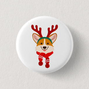 Chapa Redonda De 2,5 Cm Corgi del navidad