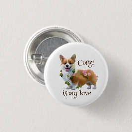 Chapa Redonda De 2,5 Cm Corgi Naranja lindo para un ánimo positivo