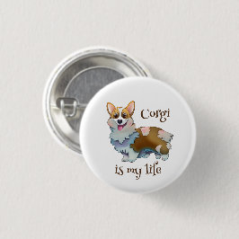 Chapa Redonda De 2,5 Cm Corgi Naranja lindo para un ánimo positivo
