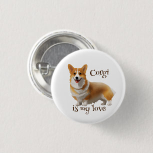 Chapa Redonda De 2,5 Cm Corgi Naranja lindo para un ánimo positivo