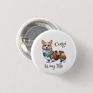 Chapa Redonda De 2,5 Cm Corgi Naranja lindo para un ánimo positivo