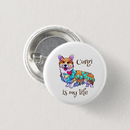 Chapa Redonda De 2,5 Cm Corgi Naranja lindo para un ánimo positivo