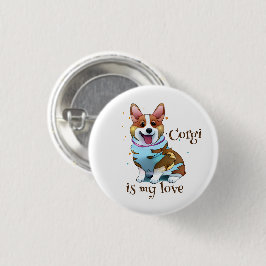 Chapa Redonda De 2,5 Cm Corgi Naranja lindo para un ánimo positivo