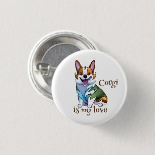 Chapa Redonda De 2,5 Cm Corgi Naranja lindo para un ánimo positivo