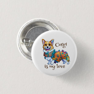 Chapa Redonda De 2,5 Cm Corgi Naranja lindo para un ánimo positivo