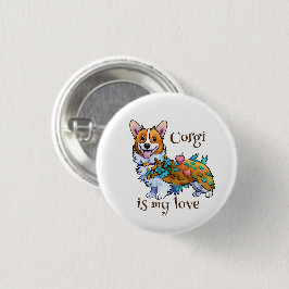 Chapa Redonda De 2,5 Cm Corgi Naranja lindo para un ánimo positivo