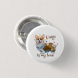 Chapa Redonda De 2,5 Cm Corgi Naranja lindo para un ánimo positivo