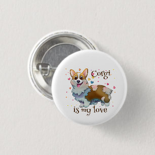 Chapa Redonda De 2,5 Cm Corgi Naranja lindo para un ánimo positivo