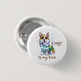 Chapa Redonda De 2,5 Cm Corgi Naranja lindo para un ánimo positivo