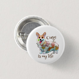 Chapa Redonda De 2,5 Cm Corgi Naranja lindo para un ánimo positivo