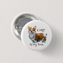 Chapa Redonda De 2,5 Cm Corgi Naranja lindo para un ánimo positivo