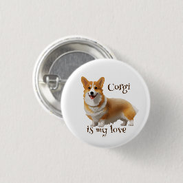 Chapa Redonda De 2,5 Cm Corgi naranja lindo para un estado de ánimo positi