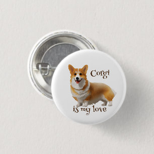 Chapa Redonda De 2,5 Cm Corgi naranja lindo para un estado de ánimo positi