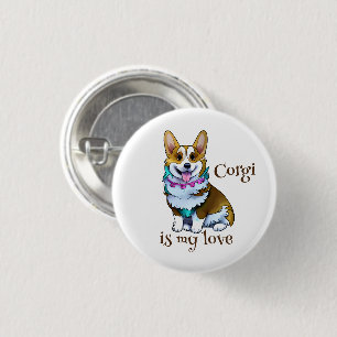 Chapa Redonda De 2,5 Cm Corgi naranja lindo para un estado de ánimo positi