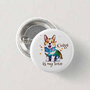 Chapa Redonda De 2,5 Cm Corgi naranja lindo para un estado de ánimo positi
