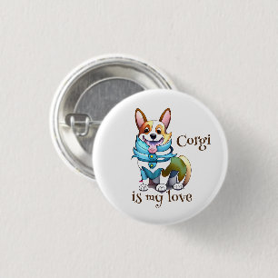 Chapa Redonda De 2,5 Cm Corgi naranja lindo para un estado de ánimo positi