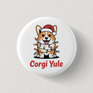 Chapa Redonda De 2,5 Cm Corgi Yule Divertido Navidad Kawaii Amante de los