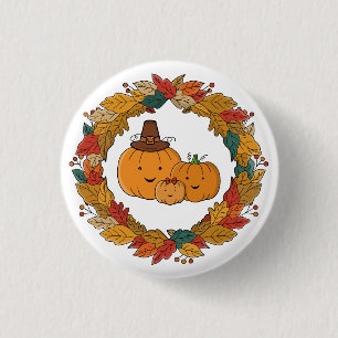 Chapa Redonda De 2,5 Cm Corona de calabaza de otoño para familia