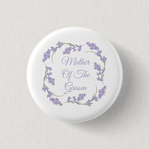 Chapa Redonda De 2,5 Cm Corona floral de lavanda para la madre del novio