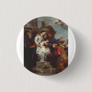 Chapa Redonda De 2,5 Cm Coronación de Santa Rosalía por Anthony van Dyck