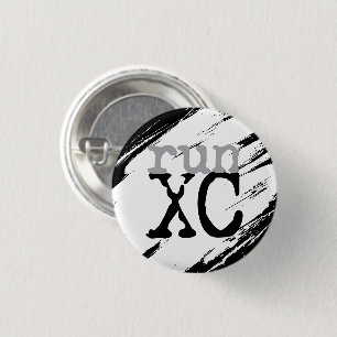 Chapa Redonda De 2,5 Cm Corre XC - Corredor de Cross Country Negro Blanco