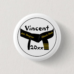 Chapa Redonda De 2,5 Cm Correa negra del 4to grado de los artes marciales