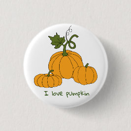 Chapa Redonda De 2,5 Cm Cosecha romántica de calabaza de naranja cutáneo