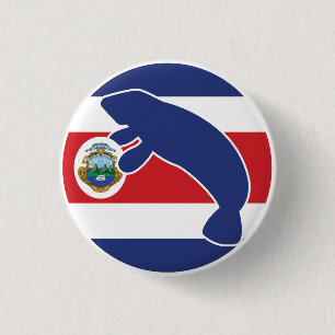 Chapa Redonda De 2,5 Cm Costa Rica Manatee Animal Nacional de Costa Rica