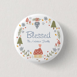 Chapa Redonda De 2,5 Cm Cosy Cosy y Personalizado Higgy Country Cottage