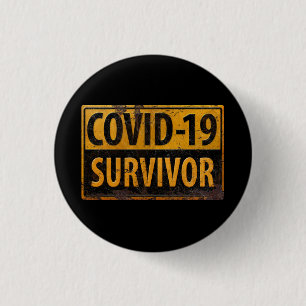 Chapa Redonda De 2,5 Cm COVID-19 SURVIVOR - Motivador - Rótulo Metalizado 