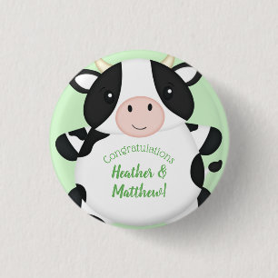 Chapa Redonda De 2,5 Cm Cow Baby Shower Green