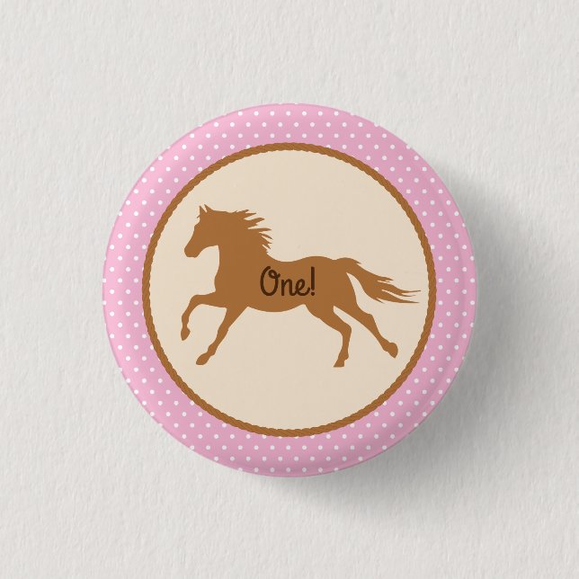 Chapa Redonda De 2,5 Cm Cowgirl Horse Pony Cute Primer Fiesta (Anverso)
