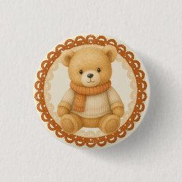 Chapa Redonda De 2,5 Cm Cozy Fall Baby Shower | Neutral Cream & orange