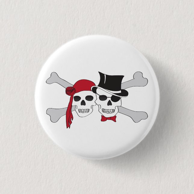 Chapa Redonda De 2,5 Cm cráneos piratas y cruces (Anverso)