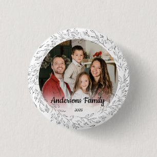 Chapa Redonda De 2,5 Cm Crea tu propio nombre de familia de foto personali
